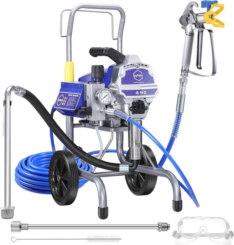 490 Pulverizador de Pintura Sin Aire, Pulverizador de Pintura de 0.60GPM para Interior del Hogar 3300psi 1300W Pulverizador Sin Aire de Alta
