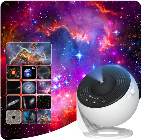 Proyector de galaxia para dormitorio, proyector Rusoso Star, 13 discos de película, proyector planetario para niños, rotación de 360 °,