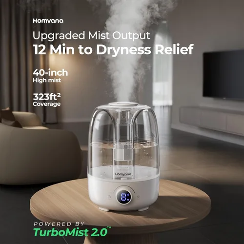 Miniatura 2 de Homvana Humidificadores para Dormitorio Difusores - Humidificador de Niebla Fría de Llenado Superior 4L Habitación Grande, Difusores de 40H de Blanco