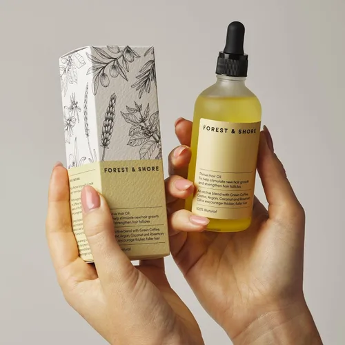 Miniatura 6 de Forest & Shore Aceite para el crecimiento del cabello, 100% natural, con cafeína, biotina, ricino, argán y romero, suero eficaz para cabello dañado