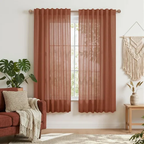 Miniatura 110 de Cortinas de lino azul claro de 90 pulgadas de largo para sala de estar, dormitorio de niñas, guardería, decoración acogedora de verano, bolsillo