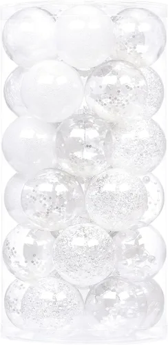 Miniatura 33 de Sea Team Juego de bolas de Navidad de plástico transparente inastillables, bolas decorativas de varios tamaños con relleno delicadas decoraciones