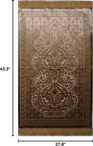 Miniatura 2 de Modefa Alfombra de oración de terciopelo de lujo con cuentas de oración, suave y elegante, alfombra musulmana turca Janamaz Sajada para hombres