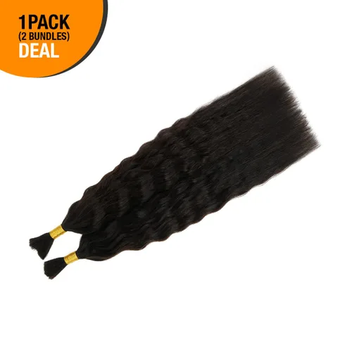 Miniatura 8 de Starlet - Extensiones de cabello humano virgen húmedo y ondulado súper a granel para micro trenzado, 18 pulgadas, 3.53 onzas, 2 paquetes