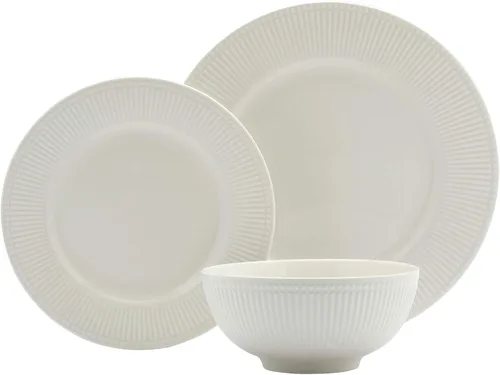 Miniatura 12 de Tabletops Gallery - Vajilla redonda de porcelana blanca en relieve - Bloom - Set de vajilla de 12 piezas Blanco Bloom