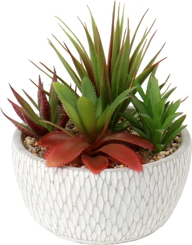 Miniatura 11 de Briful Pequeñas plantas falsas surtidas suculentas falsas en macetas, plantas suculentas realistas artificiales con macetas de cemento