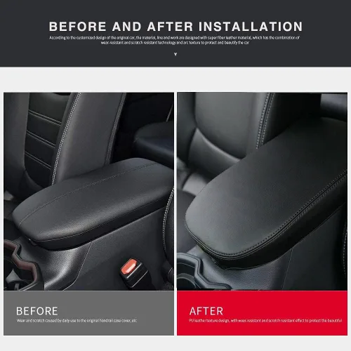 Miniatura 2 de INTGET Funda para reposabrazos de consola central para Toyota RAV4 2025, accesorios 2024 2023 2022 2021 2020 2019 de cuero para consola media, Negro