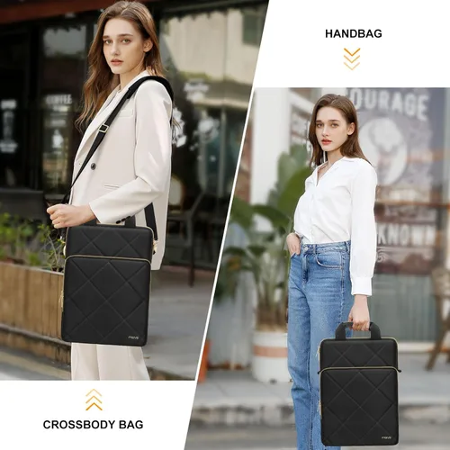 Miniatura 2 de MOSISO Vertical Laptop Bag,Computer Bags,Rhombus Quilted Laptop Shoulder Bag with Trolley Sleeve&Pocket&Handle
