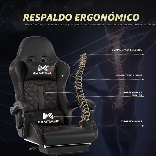 Miniatura 7 de Gamtimer Silla para videojuegos, silla para adultos de 400 libras, silla de computadora de respaldo alto con reposapiés y reposabrazos vinculados
