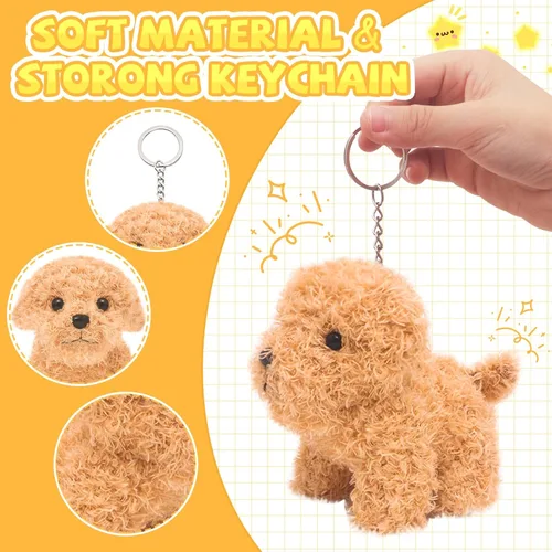 Miniatura 3 de HAPGFS 12 piezas de cachorros de peluche mini con llavero, adopta un perro de fiesta con bolsas de regalo, animales a granel con juguetes de regalo