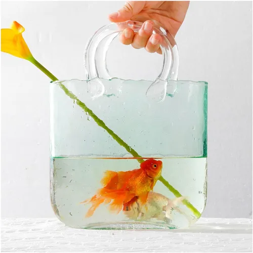 Miniatura 11 de Purse Vase for Flowers, Multifunctional Flower Vase Shopping Bag Vase Glass Pocketbook Vase, for Floral Arrangement Centerpiece Home