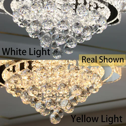 Miniatura 6 de HAIXIANG Candelabro moderno para sala de estar, lámpara de techo, lámpara de techo con control remoto, luces regulables, 32 pulgadas, luz de cristal