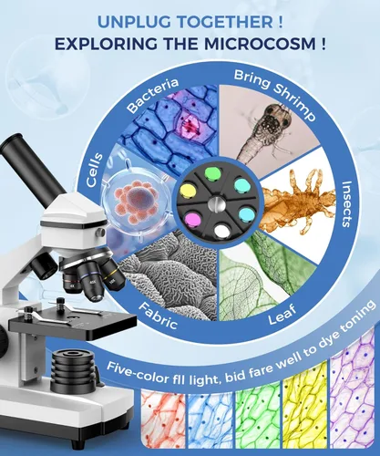 Miniatura 2 de PalliPartners Microscopio compuesto para adultos y estudiantes - Microscopio biológico de alta potencia 100X-2000X para estudiantes, laboratorio