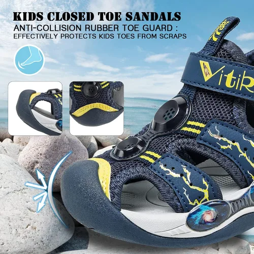 Miniatura 3 de JMFCHI FASHION Sandalias deportivas para niños, sandalias deportivas para exteriores, senderismo, atléticas, sandalias de playa con punta cerrada