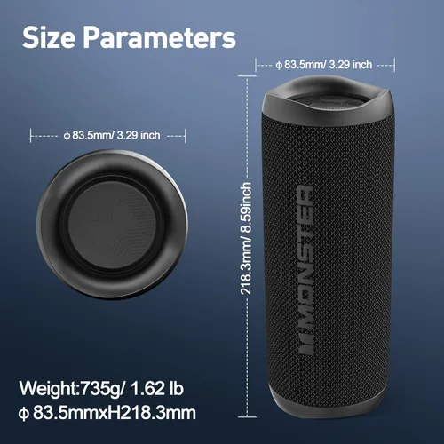 Miniatura 5 de Monster Altavoz Bluetooth, Altavoces Bluetooth Inalámbricos Portátiles para Exteriores, 60W True Wireless Stereo IPX8 Impermeable, Emparejamiento