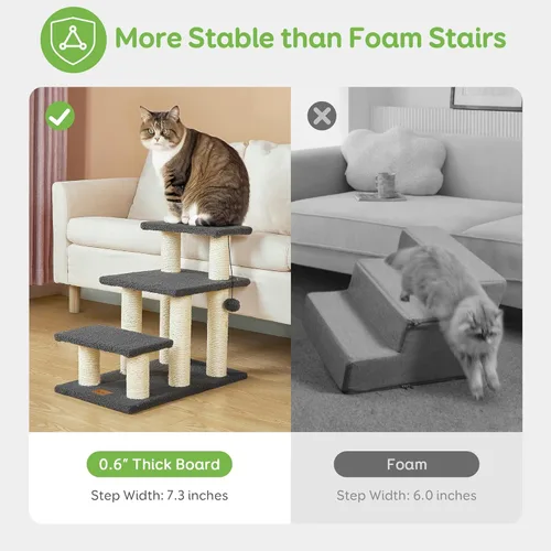 Miniatura 4 de Pawque Escaleras para Perros y Poste Rascador para Gatos, Escalones para Mascotas para Camas Altas y Sofá, Tableros de Alta Resistencia Soportan