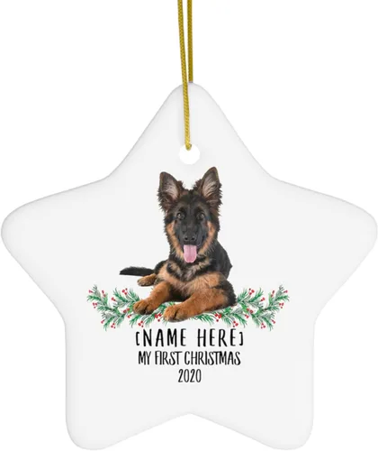Adorno personalizado para árbol de Navidad, Año Nuevo, decoración de Año Nuevo, regalos de estrella de cerámica, color blanco