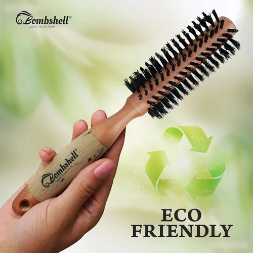 Miniatura 6 de Bombshell Cepillo Redondo de Madera de Abedul – 1.75 pulgadas de ancho, 10 pulgadas de largo, cerdas de jabalí, mango de madera natural