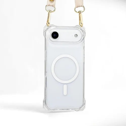 Miniatura 25 de Funda Magnética Cruzada para iPhone 17 Pro, Naranja, Marco Suave Magnético Transparente PC Trasero A Prueba de Golpes Funda Protectora para Teléfono