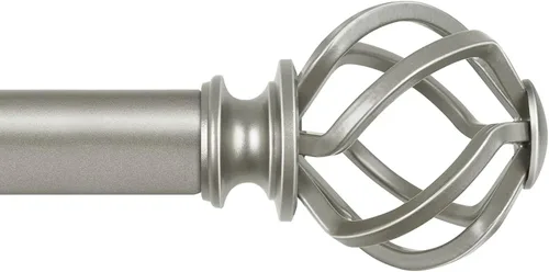 KAMANINA Barra de cortina de 1 pulgada, barra de ventana individual de 36 a 72 pulgadas (3-6 pies), barras de cortina de plata antigua para Plata
