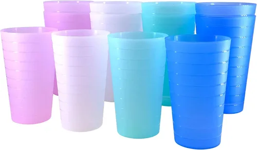Miniatura 9 de AOYITE Vasos de plástico reutilizables de 22 onzas – Vasos duros irrompibles para niños, sin BPA, aptos para lavavajillas, juego de 12 vasos de agua