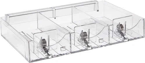 Azar Displays 225504 Bandeja empujadora de 3 compartimentos de 9.125 pulgadas de ancho x 5.8125 pulgadas de profundidad x 1.5 pulgadas de alto