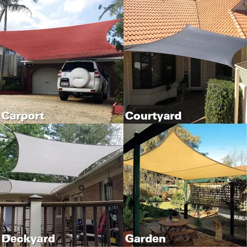 Miniatura 7 de KANAGAWA - Toldo triangular con bloque UV, color gris oscuro para patio,jardín, jardín trasero, actividades al aire libre Rojo (Rust Red)