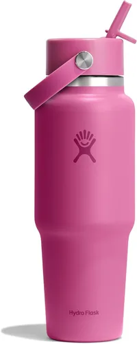 Miniatura 24 de Hydro Flask Botella de agua de viaje – Acero inoxidable aislado – Tapa ancha con pitillo, antiderrames, a prueba de fugas en 24 oz Trillium Pink