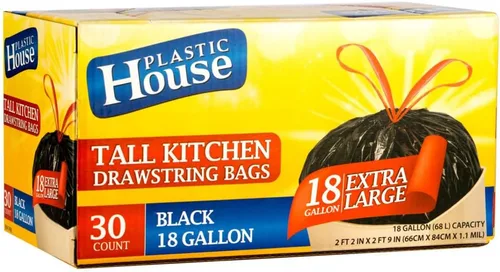 Bolsas de basura resistentes de alta calidad, cordón fuerte, varios tamaños, ideales para césped, patio y uso doméstico, 18 galones, versátiles