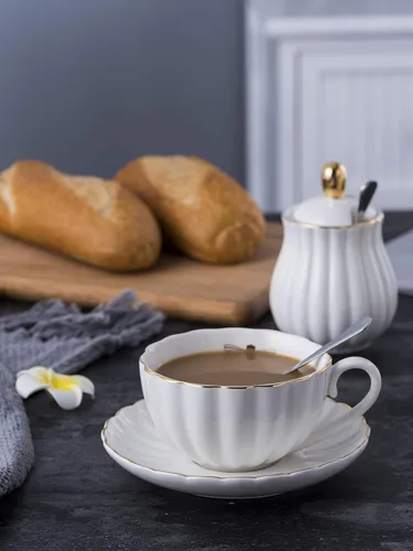 Miniatura 12 de Jusalpha Fine China Juego de Taza de Café/Taza de Té Morada de 8 OZ, Platillo, Cucharas, Tetera y Cremera, 17 Piezas (Juego FD-TW17PC, Morado)