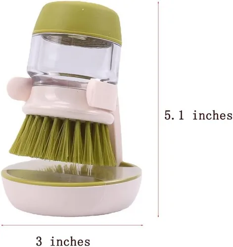 Miniatura 2 de Cepillo para platos con dispensador de jabón, cepillos para lavar platos de cocina con soporte y bandeja de goteo, para limpiar sartén, olla, Gris