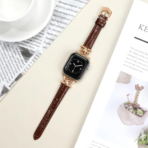 Miniatura 2 de Correa de cuero compatible con Apple Watch para mujeres, correa elegante y elegante para iWatch Series 11/10/9/8/7/6/5/4/3/2/1/se