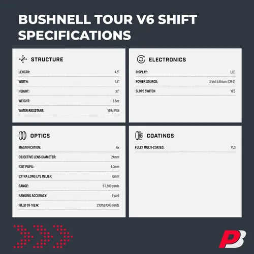 Miniatura 8 de Bushnell Tour V6 Golf Rangefinder Bundle – PinSeeker con Visual JOLT, BITE soporte magnético – Incluye toalla de microfibra PlayBetter y batería CR2