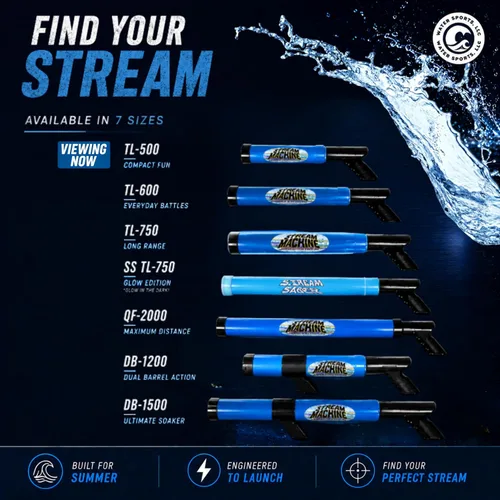 Miniatura 7 de Water Sports Stream Machine - Cañón de pistola de agua, fuerte, divertida y potente, juguete de piscina para todas las edades, cañón único de 8