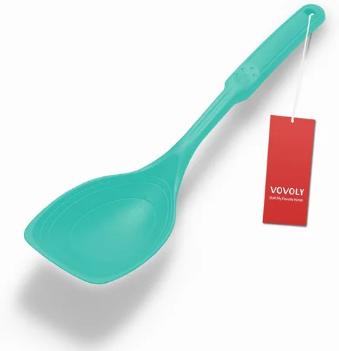 Miniatura 9 de Cuchara de cocina grande de silicona, juego de cuchara sólida antiadherente con tazón profundo y marca de medición para mezclar, servir, escurrir