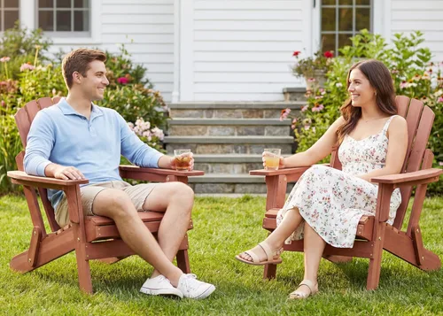Miniatura 2 de Silla Adirondack plegable de madera de gran tamaño con respaldo y tablero de asiento premontados, silla de descanso para patio al aire libre, Marrón