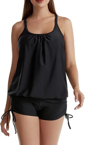 Miniatura 9 de Trajes de baño Tankini dos piezas, chaleco de natación tirantes, tops pantalones cortos para niño, traje de baño delgado