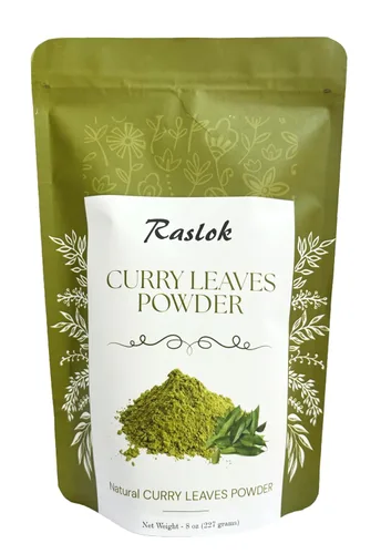 Raslok Polvo de hojas de curry | Polvo de hojas de curry | Promueve el crecimiento del cabello | Volumen del cabello | Cabello más grueso (8 onzas)