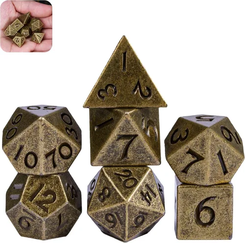 Miniatura 31 de UDIXI Juego de dados de metal de 7 troqueles, juego de dados poliédricos DND para juegos de rol y otros juegos de mesa (cobre antiguo)
