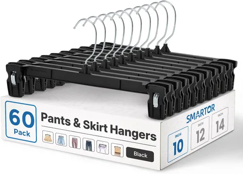 Miniatura 23 de Smartor - Perchas resistentes que ahorran espacio, paquete de 180, perchas delgadas de plástico para pantalones y shorts, estriadas antideslizantes