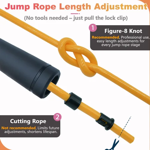 Miniatura 7 de Weighted Jump Rope, 1LB Tangle-Free Ball Bearing Rapid Speed Skipping Rope for Men Women, Adjustable 9mm Cotton & PVC Rope with Alum Handle for