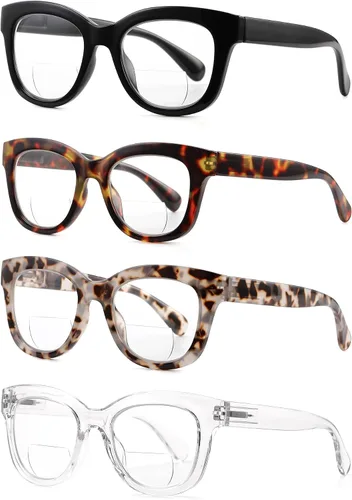 Miniatura 2 de ZUVGEES Paquete de 4 lentes de lectura bifocales retro de gran tamaño para hombres y mujeres, bloqueo de luz azul, lectores de computadora