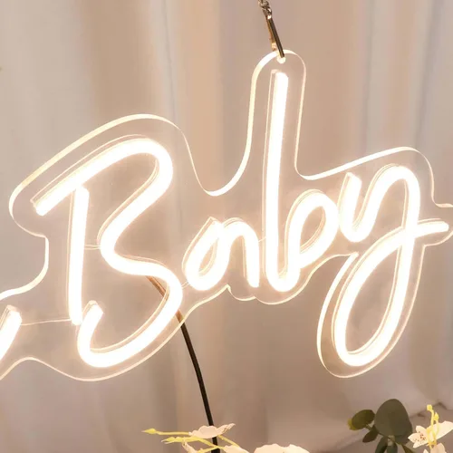 Miniatura 6 de Efavormart - Letrero de luz de neón de 26 pulgadas con texto en inglés "Oh Baby", luz LED blanca cálida reutilizable, con cadena colgante de 5 pies