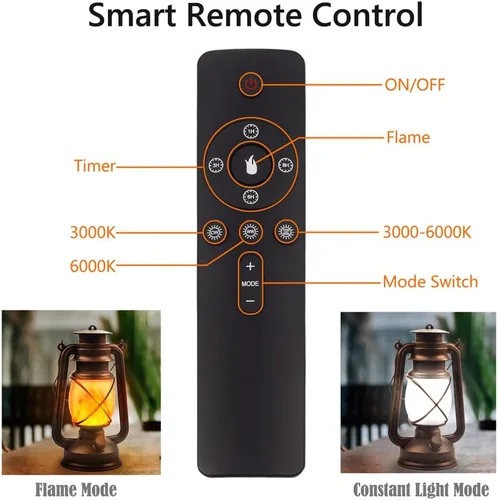 Miniatura 2 de Farol LED de campamento con pilas, lámpara colgante para exteriores, linterna recargable, llama parpadeante, faroles retro, control remoto, 4 modos
