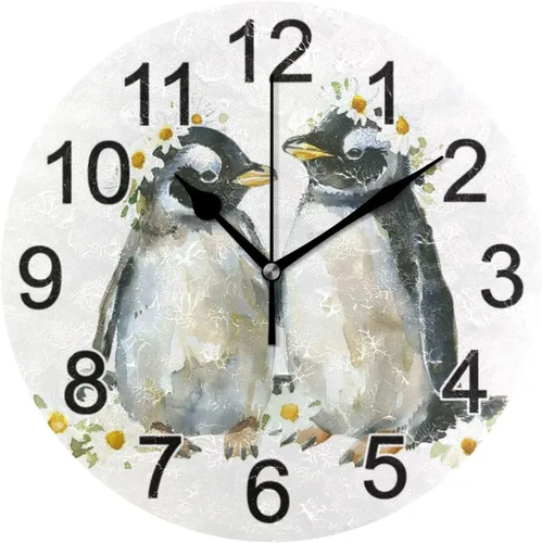 Miniatura 52 de Hummingbird - Reloj de pared de resorte redondo de 10 pulgadas, sin tictac, silencioso, funciona con pilas, reloj analógico atómico de cuarzo