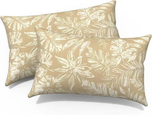 Miniatura 427 de Juego de 2 almohadas para exteriores de 16 x 16 pulgadas, repelentes al agua con interiores, para muebles de patio, hogar, jardín, geometría bohemia