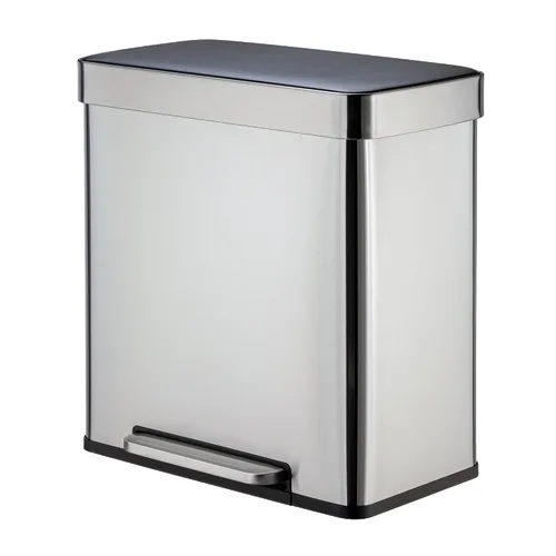 Miniatura 2 de Cubo de basura de 16 galones, cubo de basura de cocina de doble compartimento de 8 galones, acero inoxidable