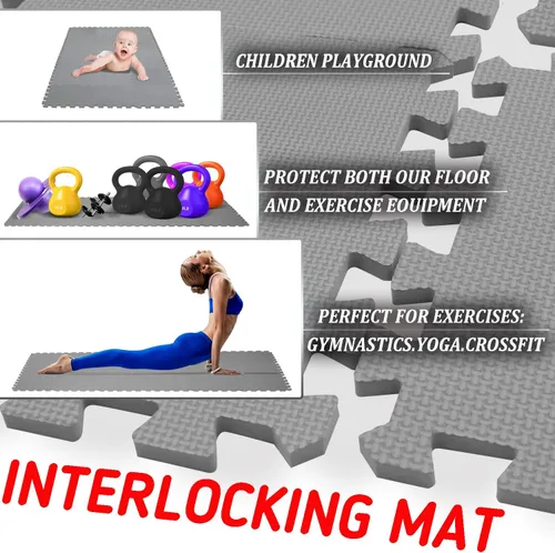 Miniatura 3 de XMTMMD - Piezas de tapete de EVA ideales para hacer ejercicio o como azulejos para el equipo de entrenamiento en gimnasios, Negro
