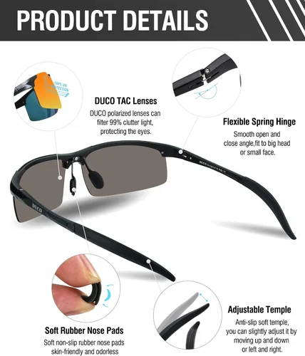 Miniatura 50 de Duco - Gafas de sol deportivas polarizadas para hombre con protección UV 8177s
