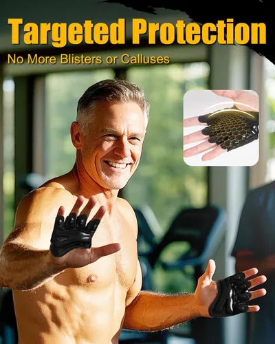 Miniatura 3 de RIGWARL Guantes de entrenamiento para levantamiento de pesas para hombres y mujeres, guantes de gimnasio transpirables sin dedos para pesas, remo